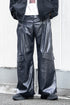 【Licht Bestreben】"FAKE-FAKE LEATHER Ⅱ SHIN FLAP BAGGY TROUSERS"