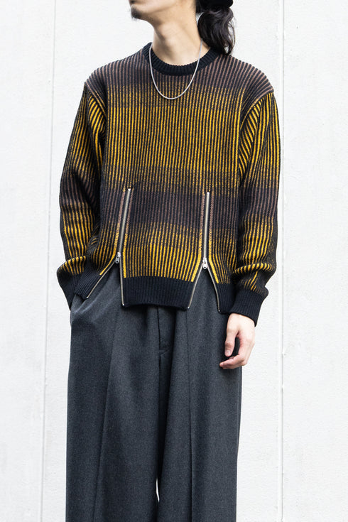 【TAUPE】"GRADATION ZIP CREW KNIT"