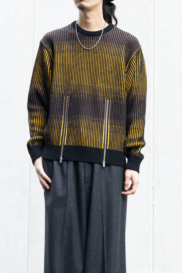 【TAUPE】"GRADATION ZIP CREW KNIT"