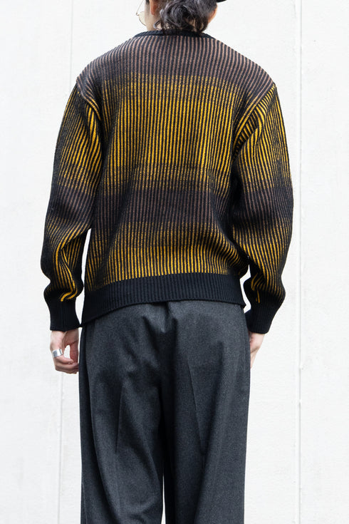 【TAUPE】"GRADATION ZIP CREW KNIT"