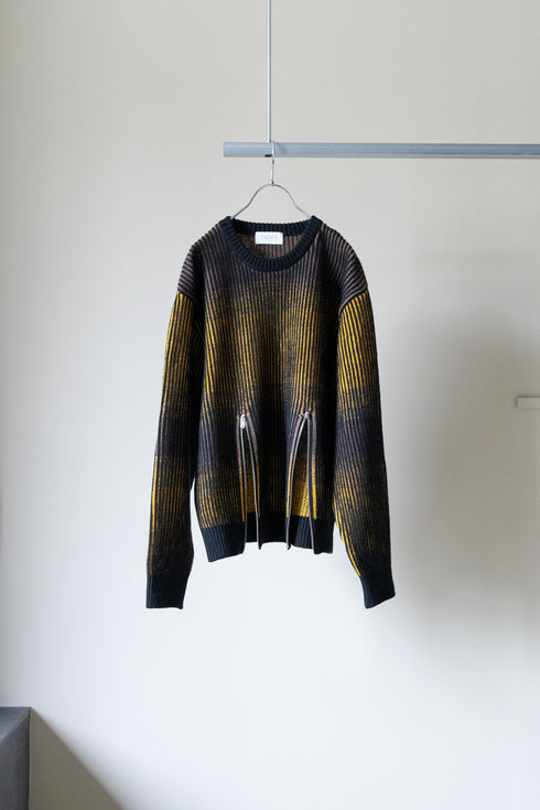 【TAUPE】"GRADATION ZIP CREW KNIT"