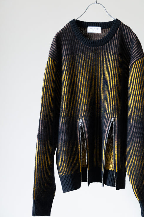 【TAUPE】"GRADATION ZIP CREW KNIT"
