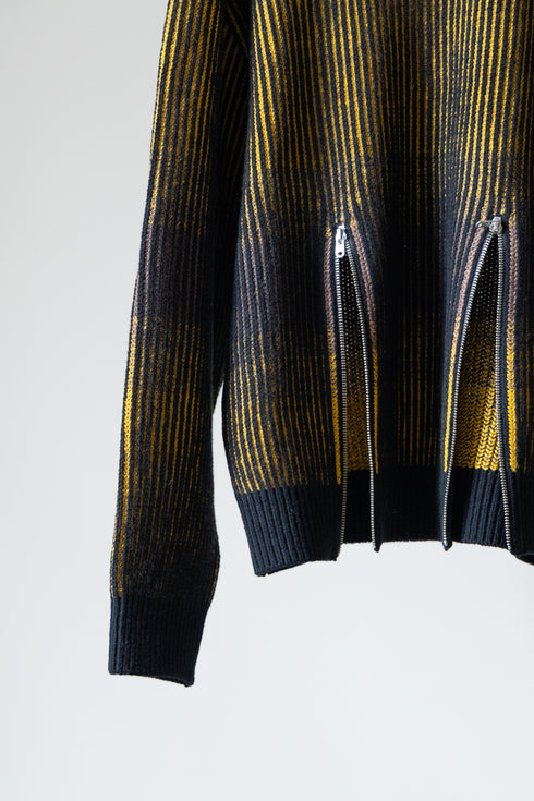 【TAUPE】"GRADATION ZIP CREW KNIT"