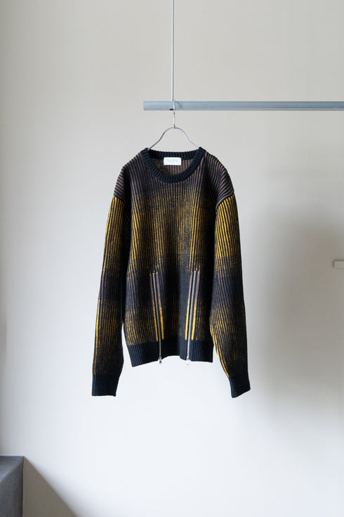 【TAUPE】"GRADATION ZIP CREW KNIT"