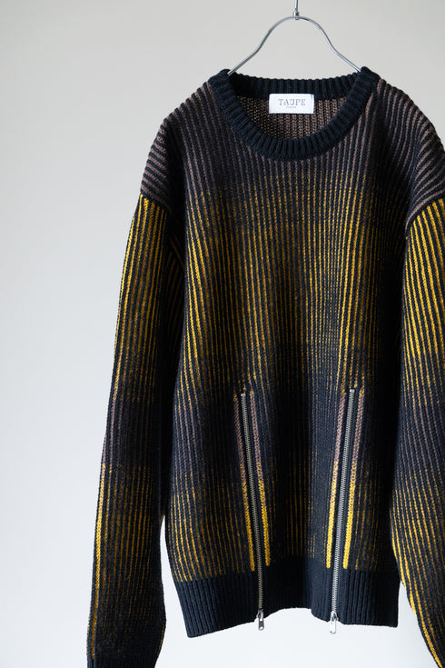 【TAUPE】"GRADATION ZIP CREW KNIT"