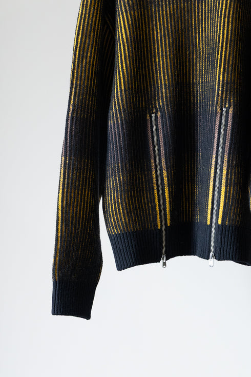【TAUPE】"GRADATION ZIP CREW KNIT"