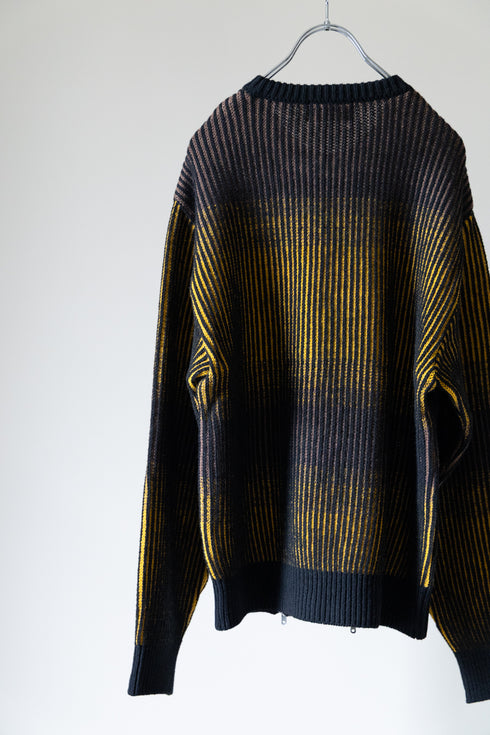 【TAUPE】"GRADATION ZIP CREW KNIT"