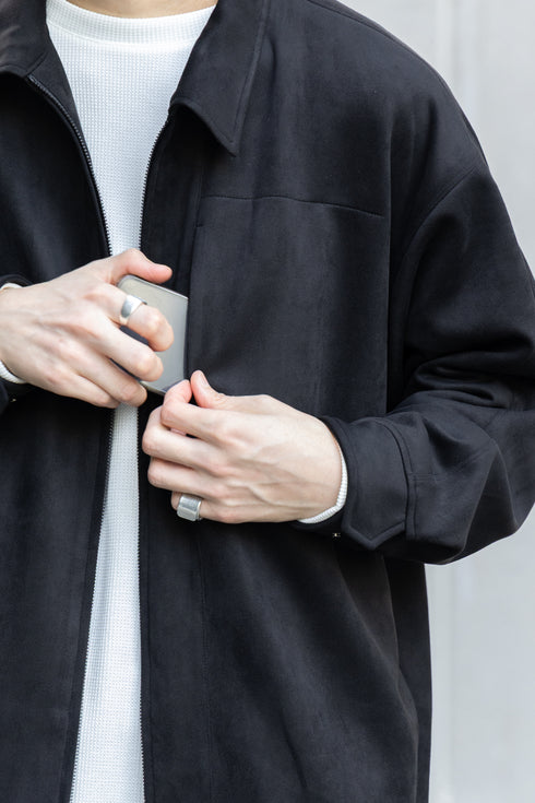 【CURLY&Co.】"KNIT SUEDE ZIP-UP BLOUSON"