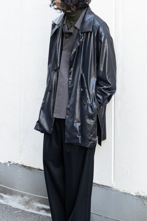 【Licht Bestreben】"FAKE-FAKE LEATHER Ⅱ BALMACAAN COAT"
