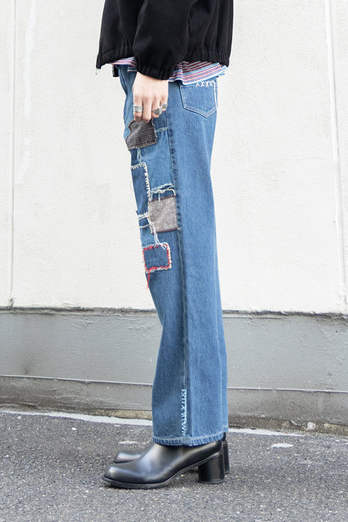 【KUON】"Sashiko Mended Denim Trousers"