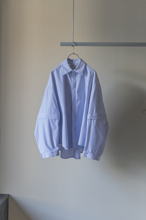 【Licht Bestreben】"Detachable Sleeve Hook-Cuff Stripe Shirt"