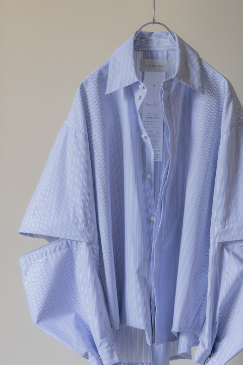 【Licht Bestreben】"Detachable Sleeve Hook-Cuff Stripe Shirt"