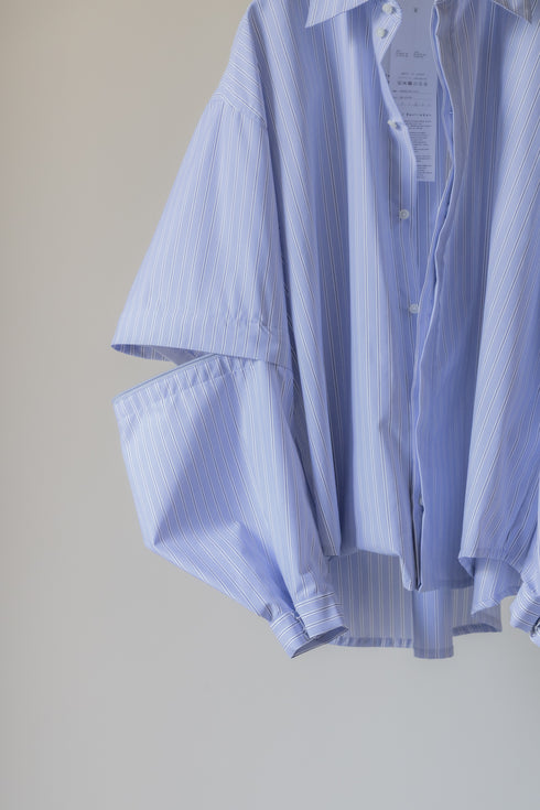 【Licht Bestreben】"Detachable Sleeve Hook-Cuff Stripe Shirt"