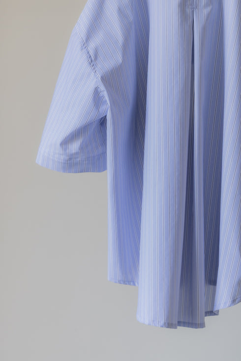 【Licht Bestreben】"Detachable Sleeve Hook-Cuff Stripe Shirt"