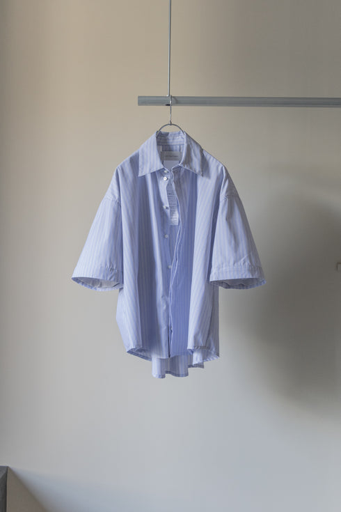 【Licht Bestreben】"Detachable Sleeve Hook-Cuff Stripe Shirt"