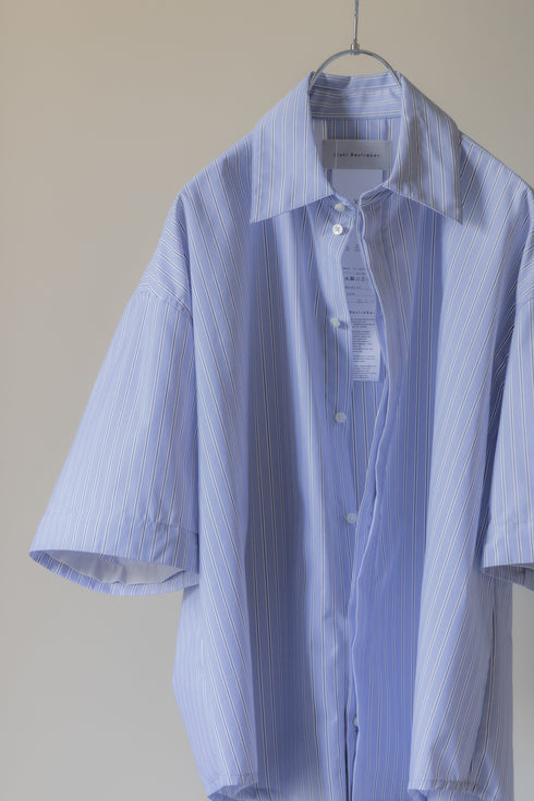 【Licht Bestreben】"Detachable Sleeve Hook-Cuff Stripe Shirt"