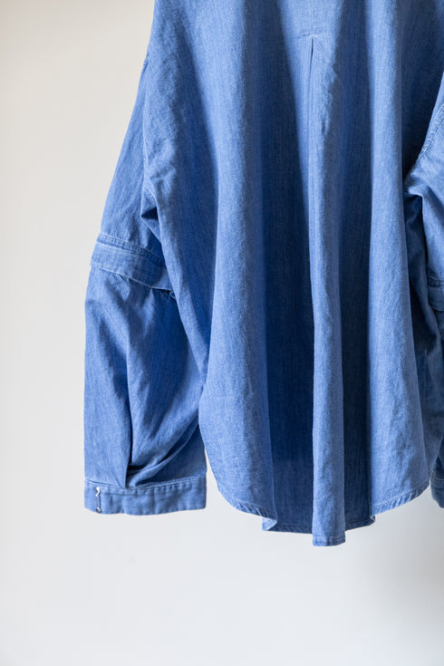 【Licht Bestreben】"Detachable Sleeve Hook-Cuff Denim Shirt"