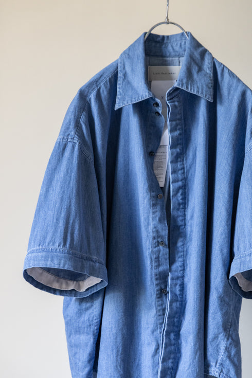 【Licht Bestreben】"Detachable Sleeve Hook-Cuff Denim Shirt"