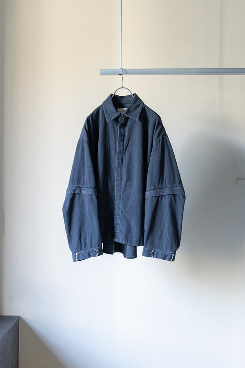 【Licht Bestreben】"Detachable Sleeve Hook-Cuff Denim Shirt"