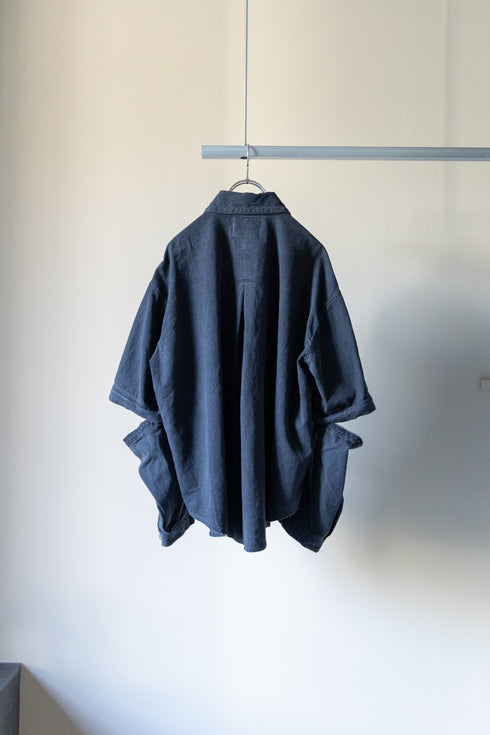 【Licht Bestreben】"Detachable Sleeve Hook-Cuff Denim Shirt"