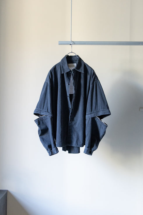 【Licht Bestreben】"Detachable Sleeve Hook-Cuff Denim Shirt"