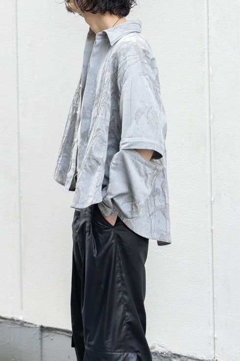 別注【Licht Bestreben】"Detachable Sleeve Hook-Cuff Jacquard Shirt"