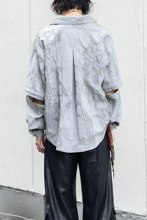 別注【Licht Bestreben】"Detachable Sleeve Hook-Cuff Jacquard Shirt"