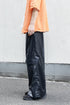 【Licht Bestreben】"FAKE-FAKE LEATHER Ⅱ SHIN FLAP BAGGY TROUSERS"