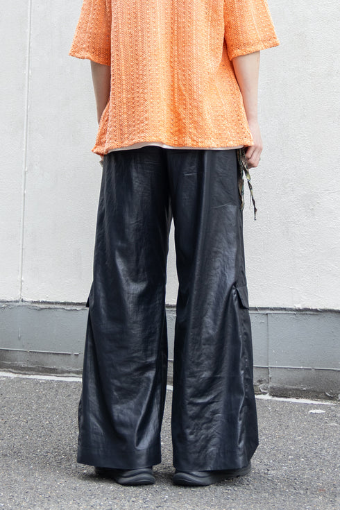 【Licht Bestreben】"FAKE-FAKE LEATHER Ⅱ SHIN FLAP BAGGY TROUSERS"