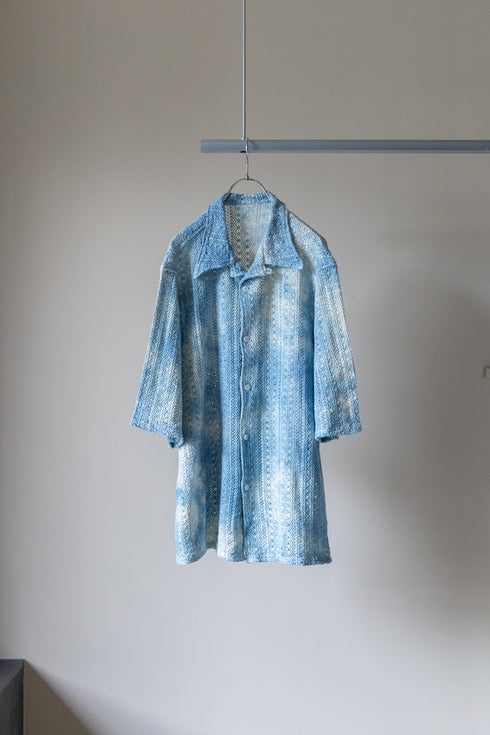 【LQUARTET】"Raschel Lace 40s Collar Shirt"(Aizome)