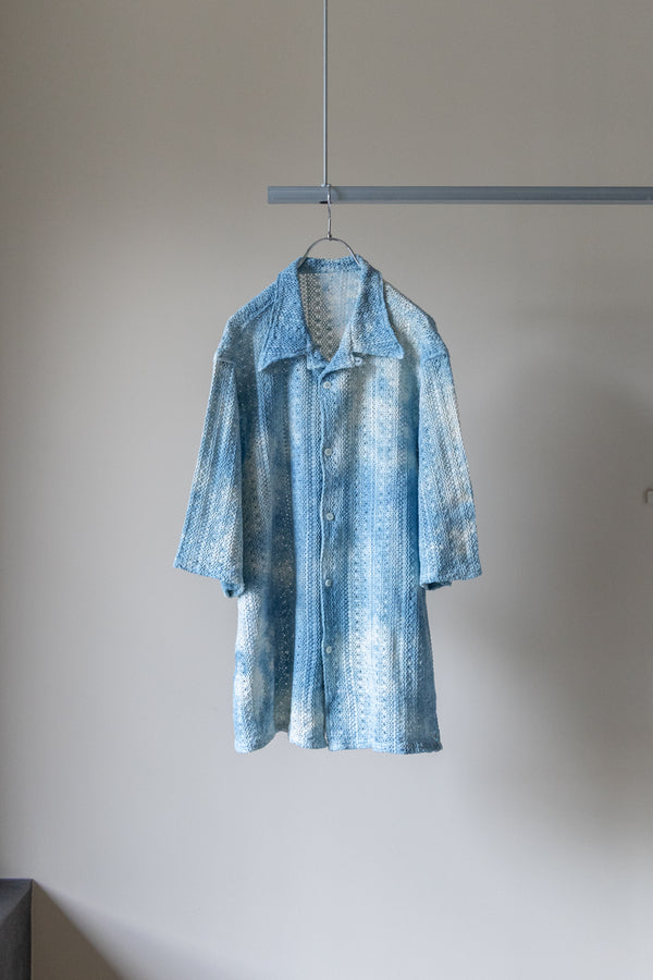 【LQUARTET】"Raschel Lace 40s Collar Shirt"(Aizome)