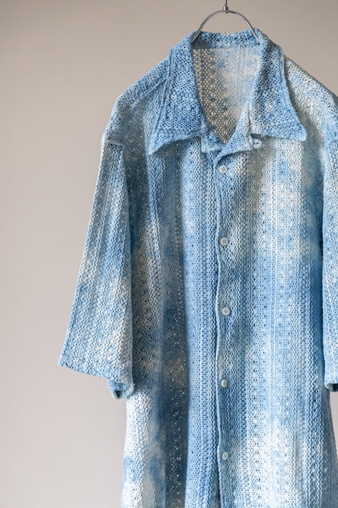 【LQUARTET】"Raschel Lace 40s Collar Shirt"(Aizome)