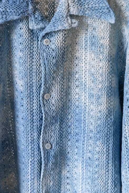 【LQUARTET】"Raschel Lace 40s Collar Shirt"(Aizome)