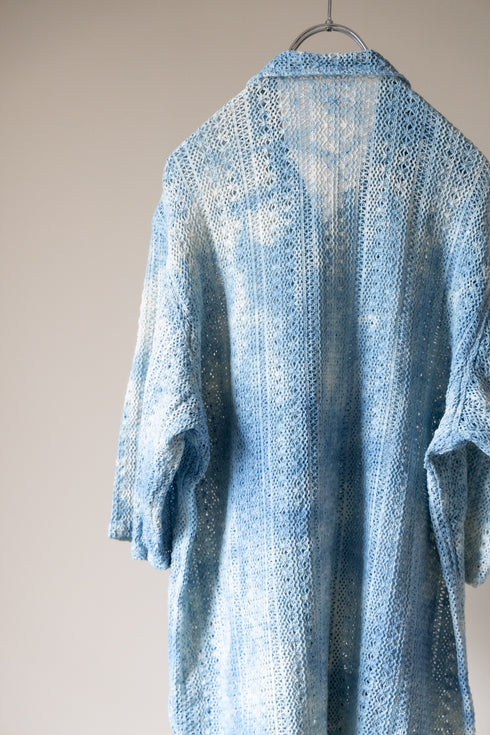 【LQUARTET】"Raschel Lace 40s Collar Shirt"(Aizome)
