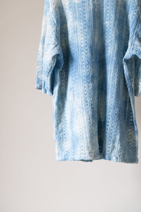 【LQUARTET】"Raschel Lace 40s Collar Shirt"(Aizome)
