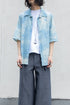 【LQUARTET】"Raschel Lace 40s Collar Shirt"(Aizome)