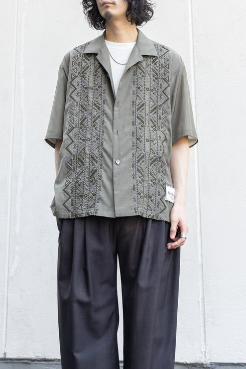 【SHEIK YERBOUTI】"Embroidered Open-Collar Shirt"