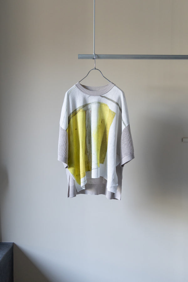 【Licht Bestreben】"プリントメッシュスリーブサマーニットTシャツ"