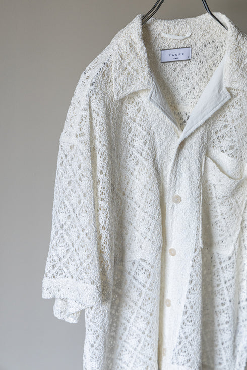 【TAUPE】"カラミレースオープンカラーシャツ"