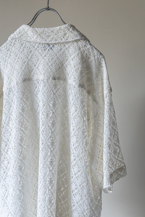 【TAUPE】"カラミレースオープンカラーシャツ"