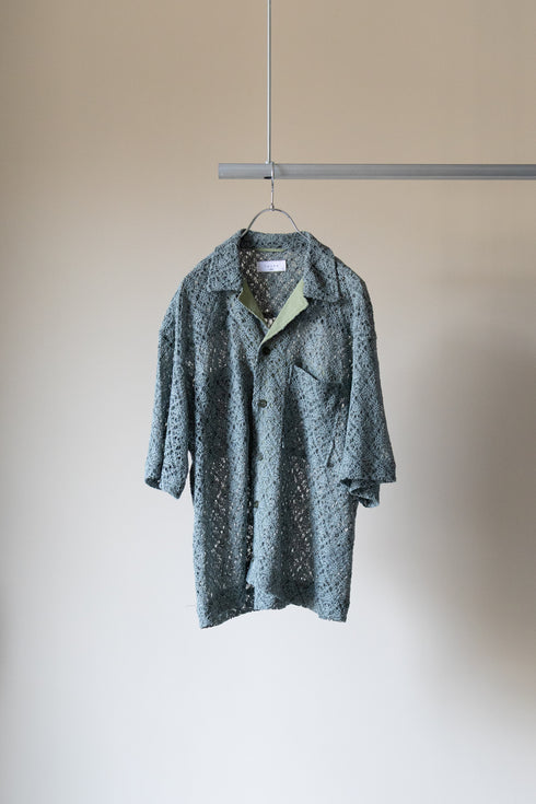 【TAUPE】"カラミレースオープンカラーシャツ"