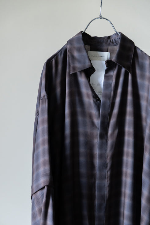【Licht Bestreben】"Detachable Sleeve Hook-Cuff Check Shirt"