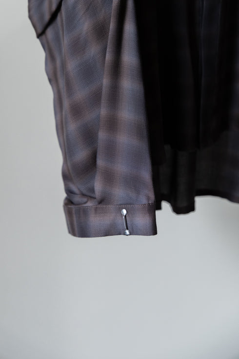 【Licht Bestreben】"Detachable Sleeve Hook-Cuff Check Shirt"