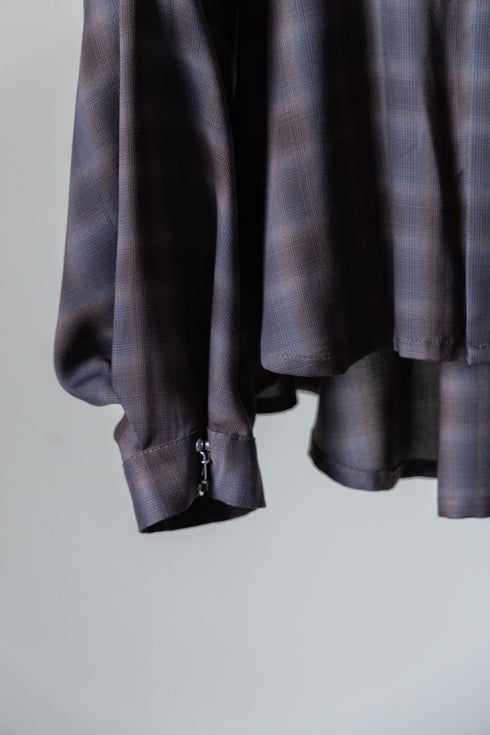 【Licht Bestreben】"Detachable Sleeve Hook-Cuff Check Shirt"