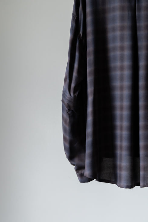 【Licht Bestreben】"Detachable Sleeve Hook-Cuff Check Shirt"