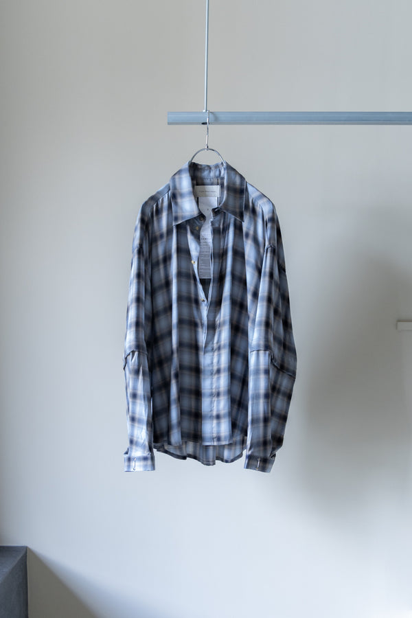 【Licht Bestreben】"Detachable Sleeve Hook-Cuff Check Shirt"