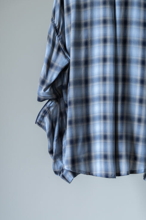 【Licht Bestreben】"Detachable Sleeve Hook-Cuff Check Shirt"