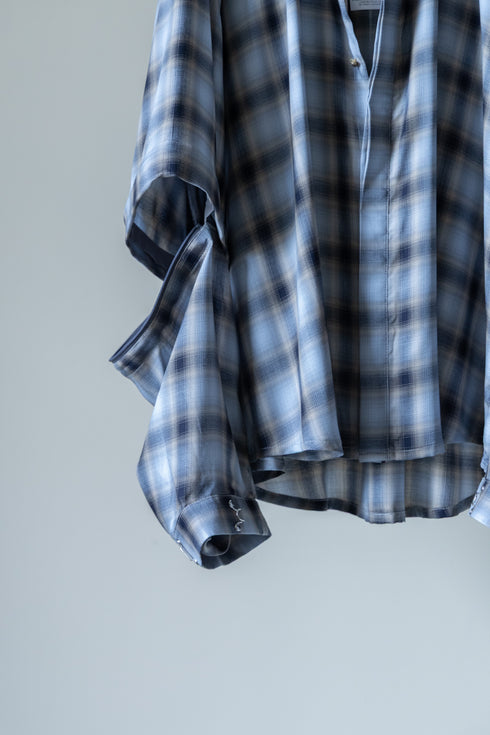【Licht Bestreben】"Detachable Sleeve Hook-Cuff Check Shirt"