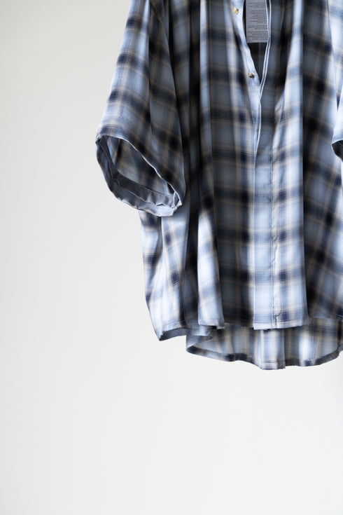 【Licht Bestreben】"Detachable Sleeve Hook-Cuff Check Shirt"