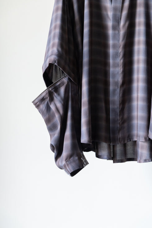 【Licht Bestreben】"Detachable Sleeve Hook-Cuff Check Shirt"